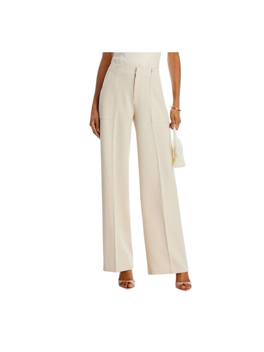 NWT Aqua Womens Textured Wide Leg Trousers Pants AQ-PA2163 Beige Brown XL